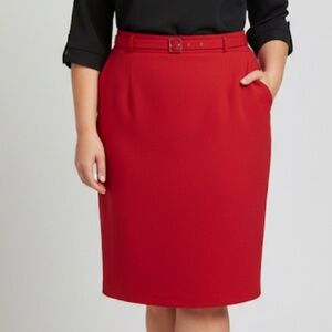 RAFFAELA Red Belted Lined Pencil Skirt size 16